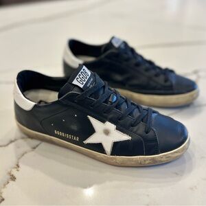 Golden Goose Superstar Bicolor Black Leather Low-Top Sneakers - Size 38